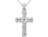 Sterling Silver Reversible Latin Crucifix Cross Pendant Necklace with Chain